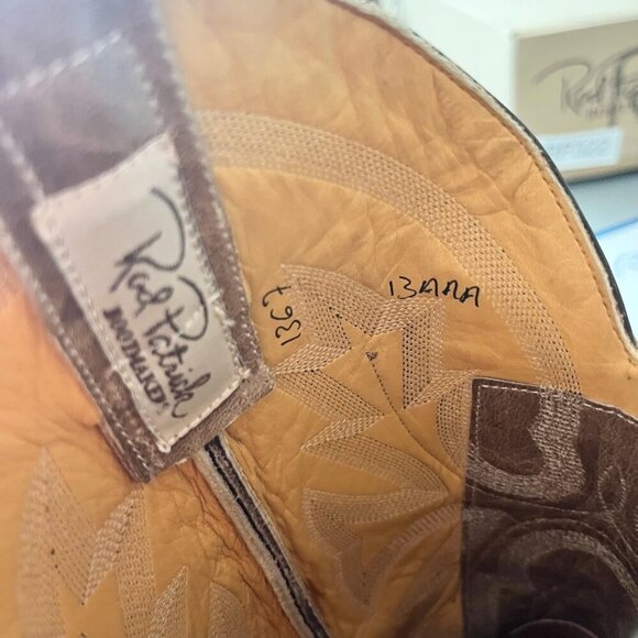 Rod Patrick Mens Cowboy Boots 13AAA Antique Mocha Bison Brown Western Blunt Toe - Picture 10 of 13